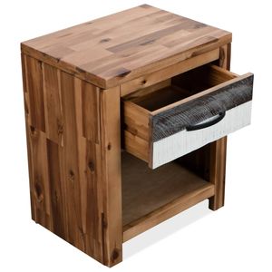 Mesa de Noche Moderna de Madera de Acacia en Blanco y Negro - Product Image 4