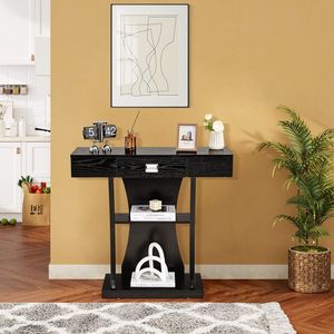 Entryway Living Room <b>Console</b> Table with Drawer and 2 Tier Shelves - Product Image 2