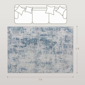 Tappeto Moderno Astratto 5x7 Antiscivolo Lavabile in Lavatrice Blu per Soggiorno, Camera da Letto o Sala da Pranzo - Product Image 4