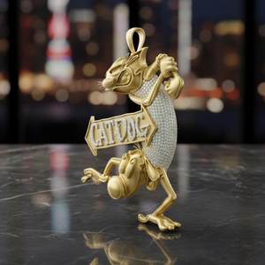 จี้กระรอกแบบ Iced Out เงินแท้ 925 ชุบทอง จี้ฮิปฮอป แร็ปเปอร์ เครื่องประดับการ์ตูน จี้โมอิสซาไนต์ VVS แบบสั่งทำพิเศษสำหรับผู้ชาย - Product Image 5