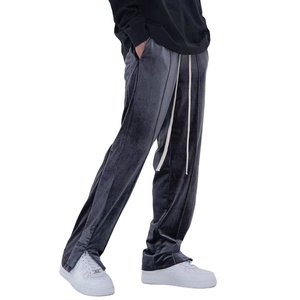 2025 nouveaux pantalons évasés pour hommes par le fabricant de vêtements de mode cordon de velours avec décoration peinte Style avant plat - Product Image 1