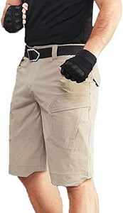 Shorts cargo pour hommes, couleur unie, toile respirante, taille mi-haute, décontracté, poches bermuda, fermeture éclair, séchage rapide, polyester, logo personnalisé - Product Image 4