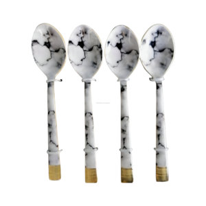 Juego de cucharas de té de metal plateado pulido espejo elegante de 4 vajilla fina para postres - Product Image 1