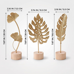 Lot de 3 Ornements de Table en Métal Doré en Forme de Feuille, Sculptures Décoratives Modernes pour Salon, Bureau, Chambre, Hôtel et Décoration Intérieure - Product Image 2
