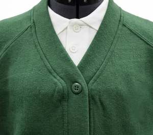 Cárdigan Verde Botella para Uniforme Escolar, para Niños y Adultos, Cuello en V, Abotonado, Mezcla de Algodón, Fabricante y Proveedor Mayorista - Product Image 4