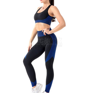 Conjunto de Yoga Moderno para Mujer, Ajuste Flexible, Material Transpirable de Spandex/Nylon, Logotipo Frontal Sólido, Cintura Alta, 2 Piezas, para Sesiones de Yoga en Casa - Product Image 5