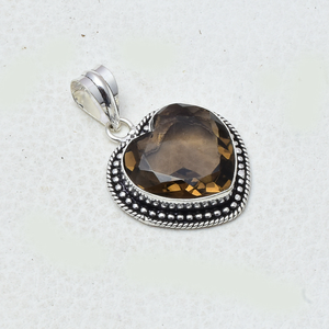 Pendentif en topaze fumée en forme de cœur, argent sterling 925, pendentif en pierre précieuse topaze fumée, cadeau d'anniversaire, de mariage - Product Image 5