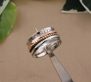 Handmade 925 Sterling Silver Turquoise Bezel Setting Meditation <b>Worry</b> <b>Ring</b> Anxiety Boho Style Artisan Wedding Jewelry Wholesale - Product Image 3