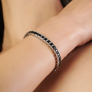 Pulsera de tenis unisex de lujo de plata de ley 925 con ónix negro natural talla princesa, precio al por mayor - Product Image 2