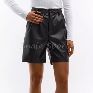 Shorts de Cuero Vacuno Genuino con Patrón Sólido para Mujer, Venta al Por Mayor con Cinturones, Shorts de Cuero para Mujer - Product Image 3