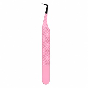 Pinzas Angulares Rosadas para Pestañas, Punta Suave, Acero Inoxidable, Herramienta de Precisión para Extensiones de Pestañas, Uso en Salones de Belleza - Product Image 3