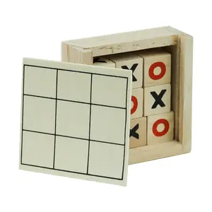 Juego de Mesa Tic-Tac-Toe de Madera con Caja de Almacenamiento Deslizable y 9 Cubos de Madera - Product Image 3