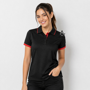 เสื้อโปโลปักลาย Delta Sigma Soror ของสมาคมเมสัน สำหรับผู้หญิง สีดำแดงผสมผสาน - Product Image 4