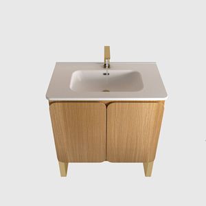 U093-Dalia30F-107 30 \ "moderno lavello in ceramica a 2 porte lavello 2 bagni da bagno in legno chiaro - Product Image 3