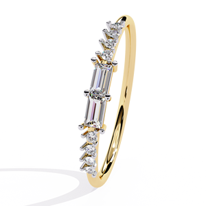 Anillo apilable de oro macizo de 14k para mujer con diamantes talla baguette a juego, ideal para regalo, compromiso, aniversario, boda. - Product Image 2