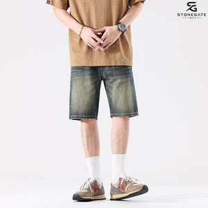 Pantalones Cortos de Mezclilla Lavada de Cintura Alta para Hombre, Bermuda de Algodón con Botones y Bolsillos, Estilo Casual de Verano 2026 - Product Image 4