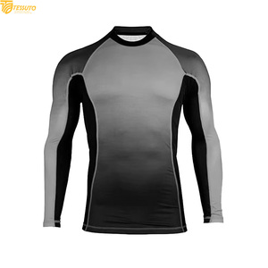Custom <b>Men</b>’s Long Sleeve <b>Compression</b> Rash Guard BJJ MMA Fitness Grappling <b>Shirt</b> Sublimation Gradient Training Wear - Product Image 5