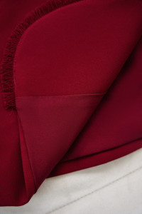 Women's Sleeveless <b>Red</b> Peplum Vest Frayed Lapel Notch Collar Self Tie Waist <b>Belt</b> Tailored Top Polyester Spandex LUCIA - Product Image 6