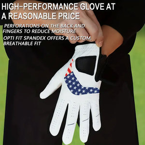 Gant de golf personnalisé avec logo, respirant, antidérapant, pour gaucher, drapeau américain, en cuir PU blanc, gant de golf de qualité supérieure, poignet réglable - Product Image 4