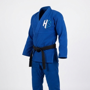 Blue BJJ <b>Kimono</b> Unisex Adult Gi with HS Logo Front Embroidery Durable Cotton Martial Arts Wear - Product Image 4