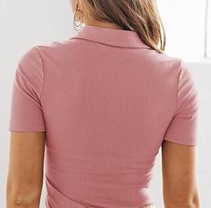 เสื้อโปโลครอปท็อปสตรีทแวร์แบบสั่งทำพิเศษ (OEM) ทรงเข้ารูปสำหรับผู้หญิง เสื้อยืดทรงสลิมฟิตสำหรับเล่นกอล์ฟและกีฬา เสื้อโปโลสำหรับสาวๆ - Product Image 5