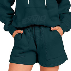 Private Label Breathable <b>Women</b> Hoodie & <b>Shorts</b> <b>Set</b> Custom Logo Design <b>Women</b> Hoodie & <b>Shorts</b> <b>Sets</b> - Product Image 5