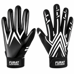 FURAT LEATHERS Full Finger Sports <b>Gloves</b> Black White Sublimation Print <b>Moisture</b> Wicking Non-Slip Silicone Outdoor Unisex All - Product Image 1