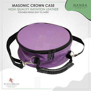 Masonic Crown Cap Case & Freemason <b>Hat</b> Storage Soft Carry Bag with Zipper Closure Lightweight Purple Leather (10x22cm) - Product Image 4