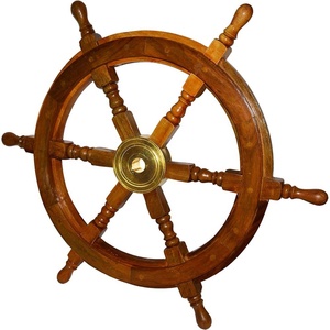 Classic <b>Wooden</b> Ship <b>Wheel</b> 18" Collectible Nautical Steering Wall Wood Decorative - Product Image 3