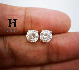 IGI GIA Certified Lab Grown Diamond <b>Stud</b> <b>Earrings</b> 14K Gold Round Brilliant Cut Solitaire <b>Earrings</b> - Product Image 5