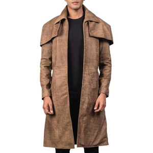 Chaqueta de Cuero Larga para Hombre, de Alta Calidad, Ligera, con Corte Moderno, Acabado Suave, Elegante, para Viajes de Negocios - Product Image 1