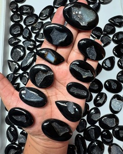 Nouvelle Pierre d'Onyx Noir Naturel, Cabochon Druze Diamanté, Taille Personnalisée, Pierre Précieuse Non Montée pour la Fabrication de Bijoux - Product Image 1