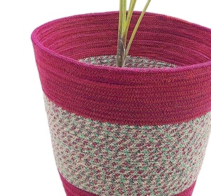 Cesta de Almacenamiento Moderna de Yute y Algodón Trenzado 2026, Cesta Decorativa para Plantas de Interior, Macetas, Hecha en BD - Product Image 1