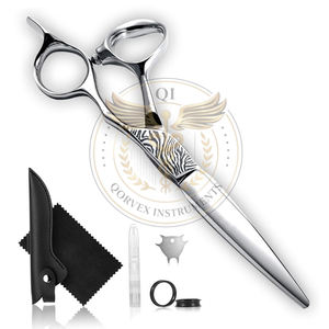 Tijeras de Peluquería Canina Curvas de Acero Inoxidable con 23 Dientes para Uso Doméstico, para Diestros (Azul, 10.0 Pulgadas) - Product Image 1