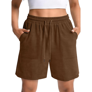 Pantalones Cortos Deportivos de Algodón para Mujer, Talla Grande, Color Sólido, para Uso Diario, Diseño Personalizado, Elegantes, con Bolsillos - Product Image 3