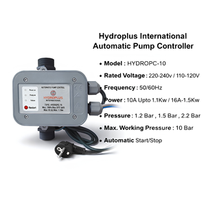 ตัวควบคุมปั๊มน้ำอัตโนมัติ Hydroplus 10A สวิตช์ควบคุมแรงดันน้ำอัจฉริยะ สำหรับระบบเพิ่มแรงดันน้ำในครัวเรือน 110V ระบบไหลอัตโนมัติ - Product Image 2