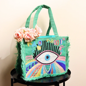 Bolsos Tote con Cuentas de Estilo Único, Bolsos Tote Bordados Hechos a Medida y Ecológicos para Vacaciones y Compras por Whimsy Art Craft - Product Image 1