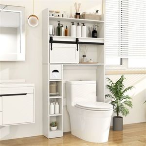 Mobiletto Moderno Bianco per Bagno, Ecologico in MDF con PVC e Metallo, Salvaspazio per Bagno o Soggiorno, Ideale per Hotel - Product Image 6
