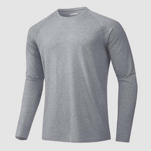 Polo à manches longues gris pour homme, couleur unie, tricoté, séchage rapide, vêtement de sport décontracté - Product Image 3