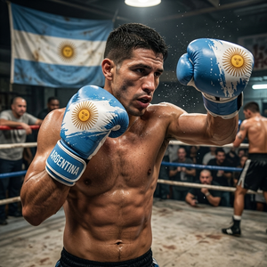Guantes de Boxeo con Bandera de Argentina Impresa Personalizada, Guantes de Entrenamiento de Cuero Vacuno, Cierre de Gancho y Bucle Ajustable, Ligeros y Transpirables - Product Image 4