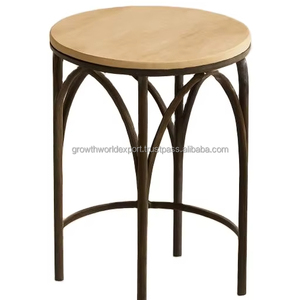 Industrial Style Round Wooden Bistro <b>Stool</b> with Strong Steel Metal Legs – Modern Minimalist Cafe & Kitchen Seating Chair 2026 - Product Image 1