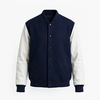 Veste universitaire en laine violette pour homme avec manches en cuir PU blanc, boutons-pression et blocs de couleur, style baseball Letterman