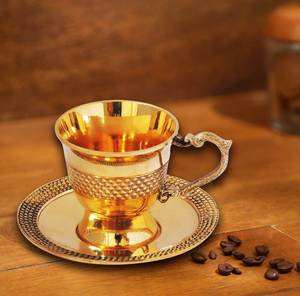 Artisan Handmade Copper <b>Tea</b> Mug and Saucer <b>Set</b> Golden Hammered Coffee Cup for Restaurants and <b>Gift</b> Purposes - Product Image 3