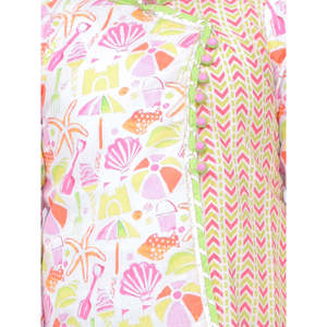 Ensemble Kurta et Dhoti pour garçons indiens, style Pak & Party Wear, blanc et vert lime, imprimé plage, manches longues en coton doux - Product Image 3