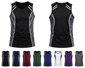 Débardeur Sportif Homme Gris Marine Uni Séchage Rapide Respirant Écologique Sans Manches Col Rond en Polyester Tricoté - Product Image 6