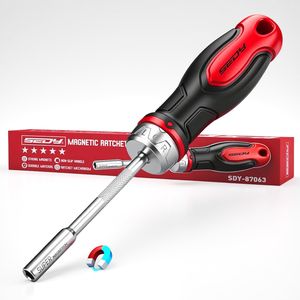 Durable 220mm Long Multi Tip <b>Screwdriver</b> with Non-Slip Handle & 1/4\" Magnetic Ratcheting Bit Holding Comfortable Usage Features - Product Image 1