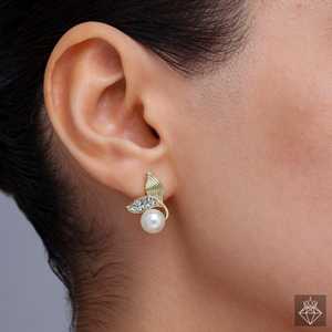 Prao Combo oxidised jhumki ต่างหูไข่มุกคริสตัลรูปใบไม้ - Product Image 4