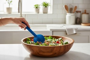 Juego de Cucharas para Ensalada de Resina Hechas a Mano: Cucharas para Servir Azules y Blancas - Product Image 3