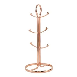 Support à tasses en métal chromé, design asymétrique en forme de branche, pour rangement de cuisine, présentoir de tasses de café sur table, support pour mugs - Product Image 3