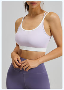 Wholesale Famous Brand Solid Breathable <b>Yoga</b> <b>Pilates</b> Stretch Seamless Ribbed Mid Front Eco-Friendly Spandex/Nylon High Waist Set - Product Image 4